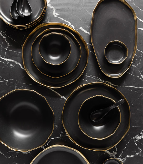 Gold Edged Black Dinner Set