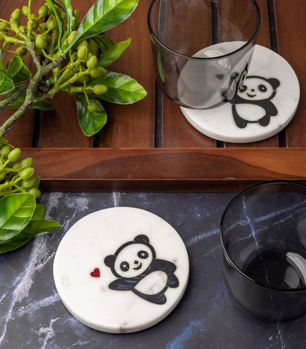 Heart Panda Coasters - Set of 2